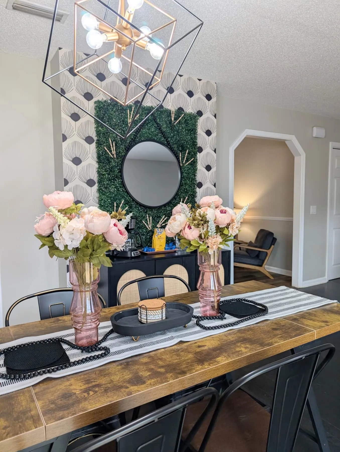 Dining table thoughtfully set in a Blue Brick furnished rental